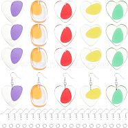 Nbeads DIY Dangle Earring Making Kits, 20Pcs 5 Colors Heart Transparent Resin Beads, with Iron Jump Rings & Pin, Brass Earring Hooks, Mixed Color, 37~37.5x37.5x4.5~5.5mm(DIY-NB0005-84)