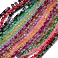 Crackle Baking Painted Imitation Jade Glass Beads Strands, Two Tone, Round, Mixed Color, 6mm, Hole: 1.2mm, about 147pcs/strand, 31.10''(79cm)(DGLA-T003-6mm-M)