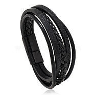 Retro Minimalist Leather Magnetic Clasp Bracelet for Men - Trendy European and American Style Jewelry(ST6780966)