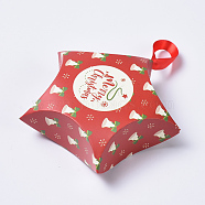 Star Shape Christmas Gift Boxes, with Ribbon, Gift Wrapping Bags, for Presents Candies Cookies, Red, 12x12x4.05cm(CON-L024-F01)