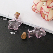 Miniature Glass Bottles, with Cork Stoppers, Empty Wishing Bottles, for Dollhouse Accessories, Jewelry Making, Star Pattern, 25x21mm(MIMO-PW0001-036L)