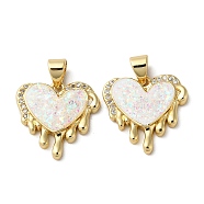 Brass Micro Pave Cubic Zirconia Pendants, with Shell, Heart, Real 18K Gold Plated, 16.5x17x2.5mm, Hole: 4x3.5mm(X-KK-D057-13G)