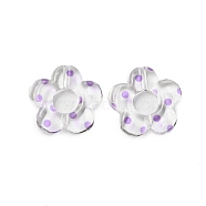 Transparent Printed Acrylic Beads, Flower, Dark Orchid, 19x20x4mm, Hole: 1.6mm(OACR-H124-05A-06)