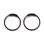 304 Stainless Steel Hoop Earrings, Round, Electrophoresis Black, 9.5x0.5mm, Pin: 0.5mm(STAS-Z037-02EB)