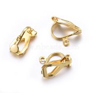 304 Stainless Steel Clip-on Earring Findings, Real 24k Gold Plated, 12x6x8.5mm, Hole: 1mm(STAS-O110-21G)