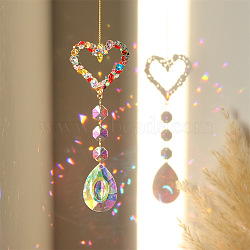 K9 Glass Big Pendant Decorations, Hanging Sun Catchers, Crystal Teardrop Prism Rainbow Maker for Ceiling Chandelier, Window, Garden, Heart, 370~420mm(PW-WG81003-06)