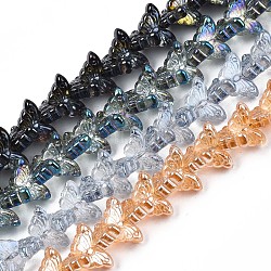 Electroplate Glass Beads Strand, Butterfly, Mixed Color, 7~8x14~15x5mm, Hole: 0.8mm, about 100pcs/strand, 22.05 inch~ 22.83 inch(56~58cm)(EGLA-S188-25)