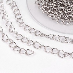 Handmade 304 Stainless Steel Twisted Chain/Curb Chain, Soldered, with Spool, Stainless Steel Color, 5x4x0.5mm, about 32.8 Feet(10m)/roll(STAS-P204-02P)