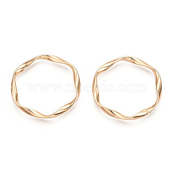 Brass Linking Rings, Real 18K Gold Plated, Twisted Ring, 32.5x31x3mm(KK-F731-52G)