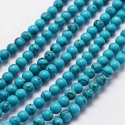 Synthetic Turquoise Beads Strands, Round, 3mm, Hole: 0.5mm, about 125pcs/strand(G-N0210-01-3mm)