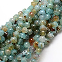 Dyed Natural Agate Round Beads Strands, Aqua, 6mm, Hole: 1mm, about 64pcs/strand, 14.7 inch(X-G-E321A-6mm-02)