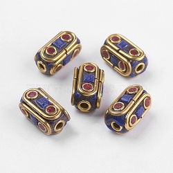 Handmade Indonesia Beads, with Brass Findings, Nickel Free, Raw(Unplated), Cuboid, Colorful, 15x7.5x8.5~9mm, Hole: 2mm(IPDL-E008-09A)
