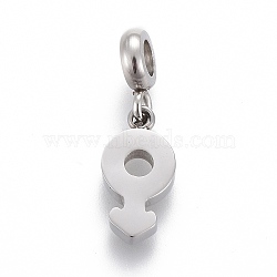 304 Stainless Steel Pendants, with Tube Bails, Manual Polishing, Male Gender Sign, Stainless Steel Color, 15mm, Pendant: 10x5.2x1.8mm, Hole: 2.5mm(STAS-F259-023P)