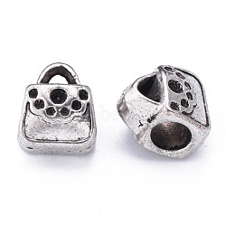 Tibetan Style Alloy Beads Rhinestone Settings, Cadmium Free & Lead Free, Bag, Antique Silver, Fit For 1~1.5mm Rhinestone, 10.5x9x8mm, Hole: 3x1.5mm, Inner Diameter: 4.5mm, about 540pcs/1000g(TIBE-S319-138AS-RS)