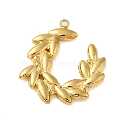 Ion Plating(IP) 304 Stainless Steel Pendants, Leafy Branch Charms, Real 18K Gold Plated, 22x20.5x2.5mm, Hole: 1.2mm(STAS-C104-20G)