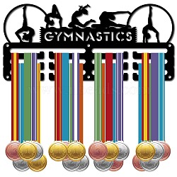 Sports Theme Iron Medal Hanger Holder Display Wall Rack, 3-Line, with Screws, Gymnastics, Sports, 130x290mm(ODIS-WH0055-018)