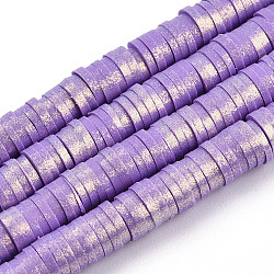 Handmade Polymer Clay Beads Strands, Pearlized, Disc/Flat Round, Heishi Beads, Medium Orchid, 6mm, Hole: 1.5mm, 15.75''(40cm)(CLAY-CJC0015-01J)
