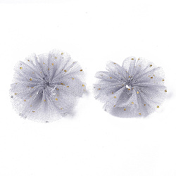 Organza Fabric Flowers, with Foil, for DIY Headbands Flower Accessories Wedding Hair Accessories for Girls Women, Gainsboro, 42x5mm(X-FIND-R076-01A)
