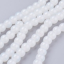 Imitation Jade Glass Round Beads Strands, Spray Painted, WhiteSmoke, 8mm, Hole: 1.3~1.6mm, about 100pcs/strand, 31.4 inch(X-DGLA-S076-8mm-21)