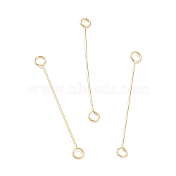 316 Surgical Stainless Steel Eye Pins, Double Sided Eye Pins, Real 18K Gold Plated, 25x2.5x0.4mm, Hole: 1.4mm(X-STAS-P277-A03-G)