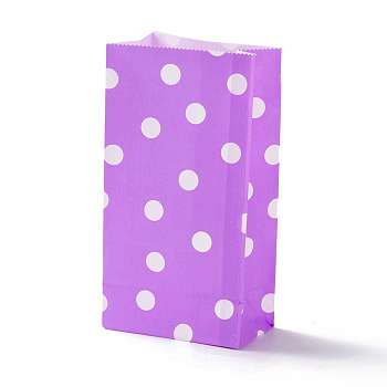 Rectangle Kraft Paper Bags, None Handles, Gift Bags, Polka Dot Pattern, Medium Orchid, 13x8x24cm