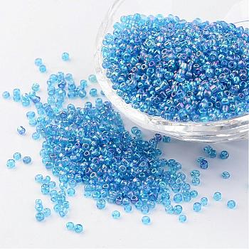 Round Trans. Colors Rainbow Glass Seed Beads, Dark Turquoise, 
Size: about 2mm in diameter, hole:1mm, about 3306pcs/50g