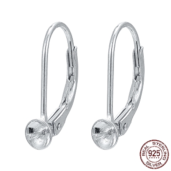 925 Sterling Silver Leverback Hoop Earrings, Silver, 17x10x4mm, Pin: 0.7mm