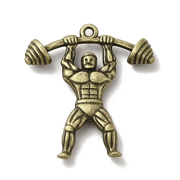Tibetan Style Alloy Sport Pendants, Cadmium Free & Lead Free, Weightlifting Athletes, Antique Bronze, 30.5x27.5x5mm, Hole: 1.6mm, about 250Pcs/1000G