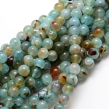 Dyed Natural Agate Round Beads Strands, Aqua, 6mm, Hole: 1mm, about 64pcs/strand, 14.7 inch