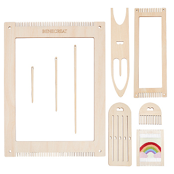 Wood Tassel Maker Kits, inluding Weaving Stick, Weaving Comb and Weaving Crochet Needle, Wheat, 5~30x0.5~22.5x0.3cm, 8pcs/set