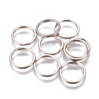 304 Stainless Steel Split Key Rings, Keychain Clasp Findings, Stainless Steel Color, 28x2.7mm, 23mm inner measure