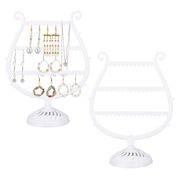 3-Tier PP Plastic Earring Display Stands, Tabletop Dangle Earring Organizer Holder, Wine Glass Shape, White, Finished Product: 10.5x20.7x27cm, about 2pcs/set