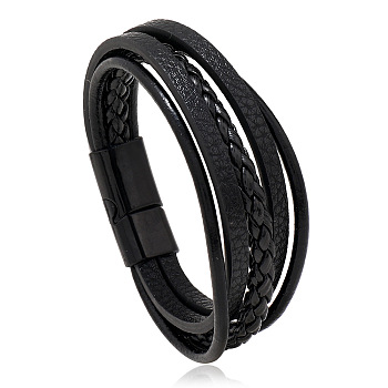 Retro Minimalist Leather Magnetic Clasp Bracelet for Men - Trendy European and American Style Jewelry