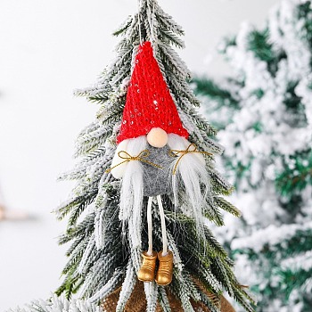 Cloth Sequins Gnome Pendant Decorations, Christmas Tree Hanging Decorations, Red, 200x80mm