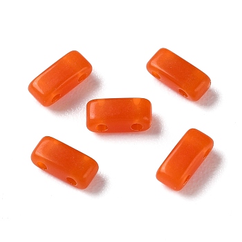 Opaque Acrylic Slide Charms, Rectangle, Dark Orange, 2.3x5.2x2mm, Hole: 0.8mm