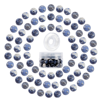 DIY Stretch Bracelets Making Kits, include Natural Sodalite Round Beads, Elastic Crystal Thread, Beads: 10~10.5mm, Hole: 1~1.2mm, 100pcs