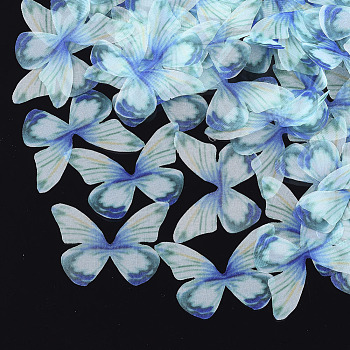 Organza Fabric, For DIY Jewelry Making Crafts, Butterfly, Cadet Blue, 34x48.5mm