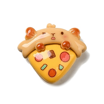 Cat Shape Opaque Resin Cabochons, Pizza, 22.5x23.5x7mm