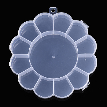 Flower Plastic Bead Storage Containers, 13 Compartments, Clear, 15.5x15.5x2.5cm