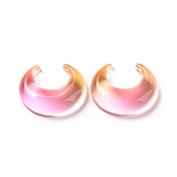 Opaque Acrylic Cabohons, Two Tone, Moon, Pink, 23x19x7mm