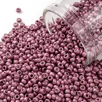 TOHO Round Seed Beads, Japanese Seed Beads, Frosted, (563F) Hot Pink Galvanized Matte, 11/0, 2.2mm, Hole: 0.8mm, about 1110pcs/bottle, 10g/bottle
