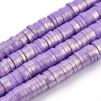 Handmade Polymer Clay Beads Strands, Pearlized, Disc/Flat Round, Heishi Beads, Medium Orchid, 6mm, Hole: 1.5mm, 15.75''(40cm)