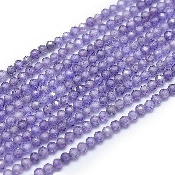 Cubic Zirconia Beads Strands, Faceted, Round, Medium Slate Blue, 2mm, Hole: 0.5mm, about 169pcs/strand, 15.7 inch(40cm)