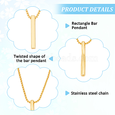 6Pcs 6 Style Stainless Steel Rectangle & Twist Pendant Necklaces Set with Zinc Alloy Chains(NJEW-AN0001-84)-3