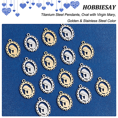 Hobbiesay 16pcs 2 couleurs pendentifs en acier titane(FIND-HY0001-10)-4