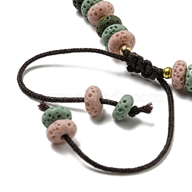 Dyed Natural Lava Rock Rondelle Braided Bead Bracelets(BJEW-Z026-01B)-3