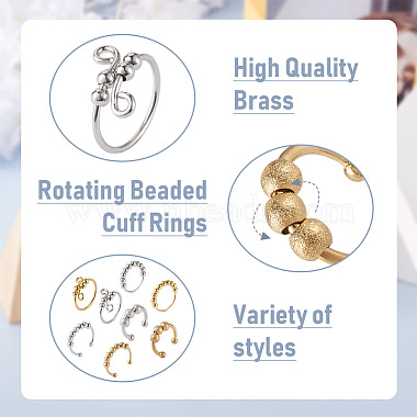 8Pcs 8 Style Brass Rotating Beaded Cuff Rings(RJEW-SW0001-01)-3