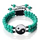 Black and White Yin Yang Synthetic Turquoise Braided Bracelets(NA9786-9)-1