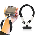 1Pc Polyester Adjustable Anti-lost Cord, with 1Pc Cloth Mobile Phone Lanyard Patch, Black, 160mm(AJEW-TAD0001-05)