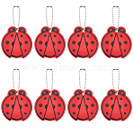 11Pcs PVC Plastic Ladybug Pendant Decorations, with Iron Ball Chain, Red, 52x49x2mm, Hole: 4mm(HJEW-SC0003-22)